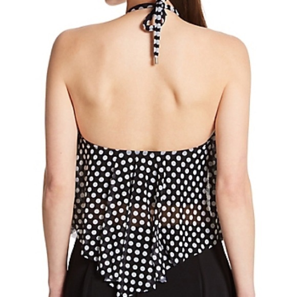 COCO REEF Riviera Dot Aura Mesh Ruffle Crop Tankini Swimsuit Bikini Black 34DD - Picture 10 of 15